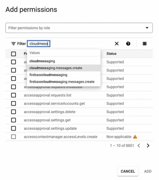 Searching for the correct role permission