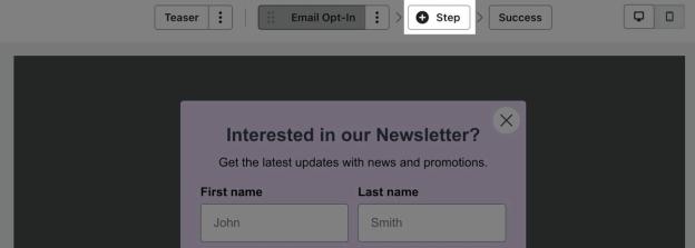 Add step button in the form builder