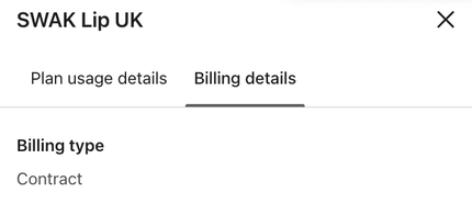Showing the payment method for the account