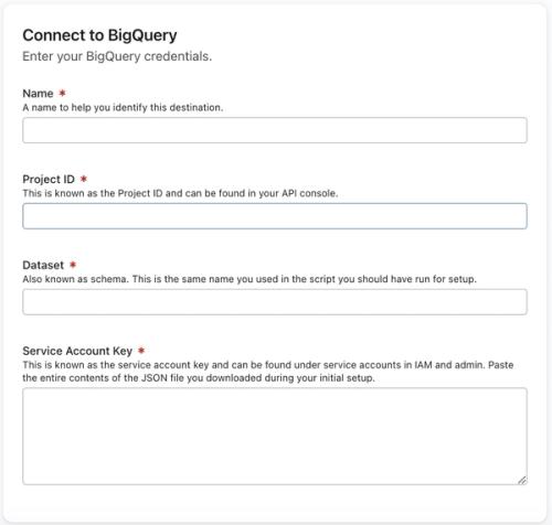 BigQuery credentials to connect