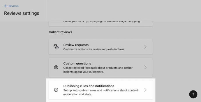 Publishing rules and notifications settings