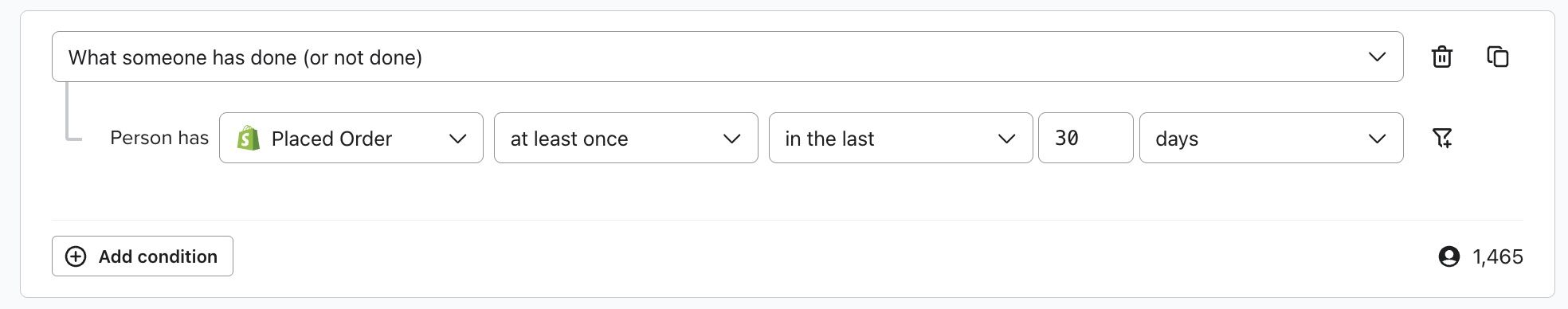 Segment of profiles that have purchased in the last 30 days