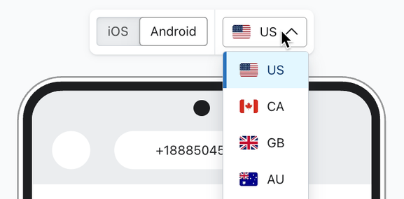 Country preview dropdown