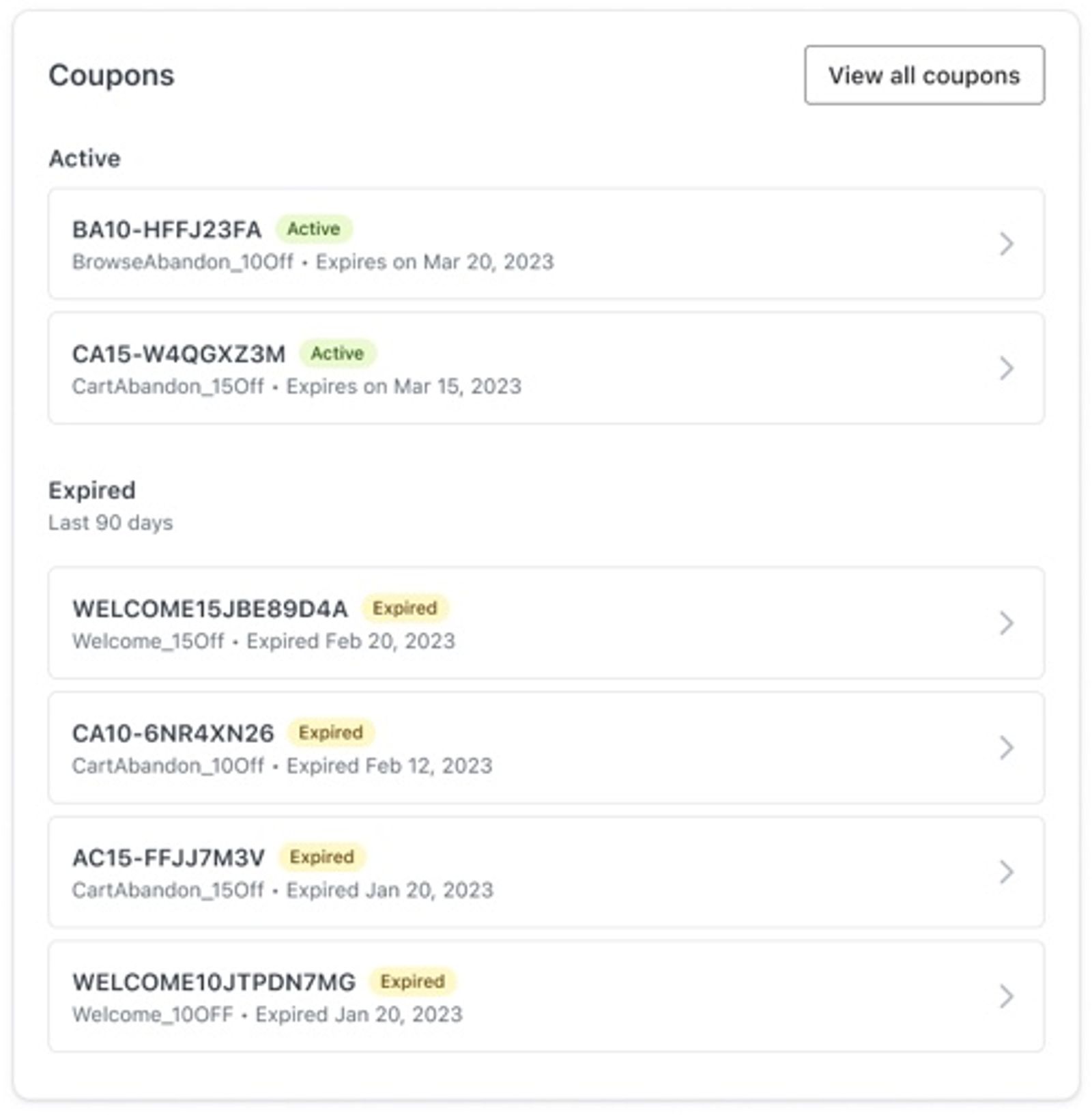 Coupons on Details tab for profiles