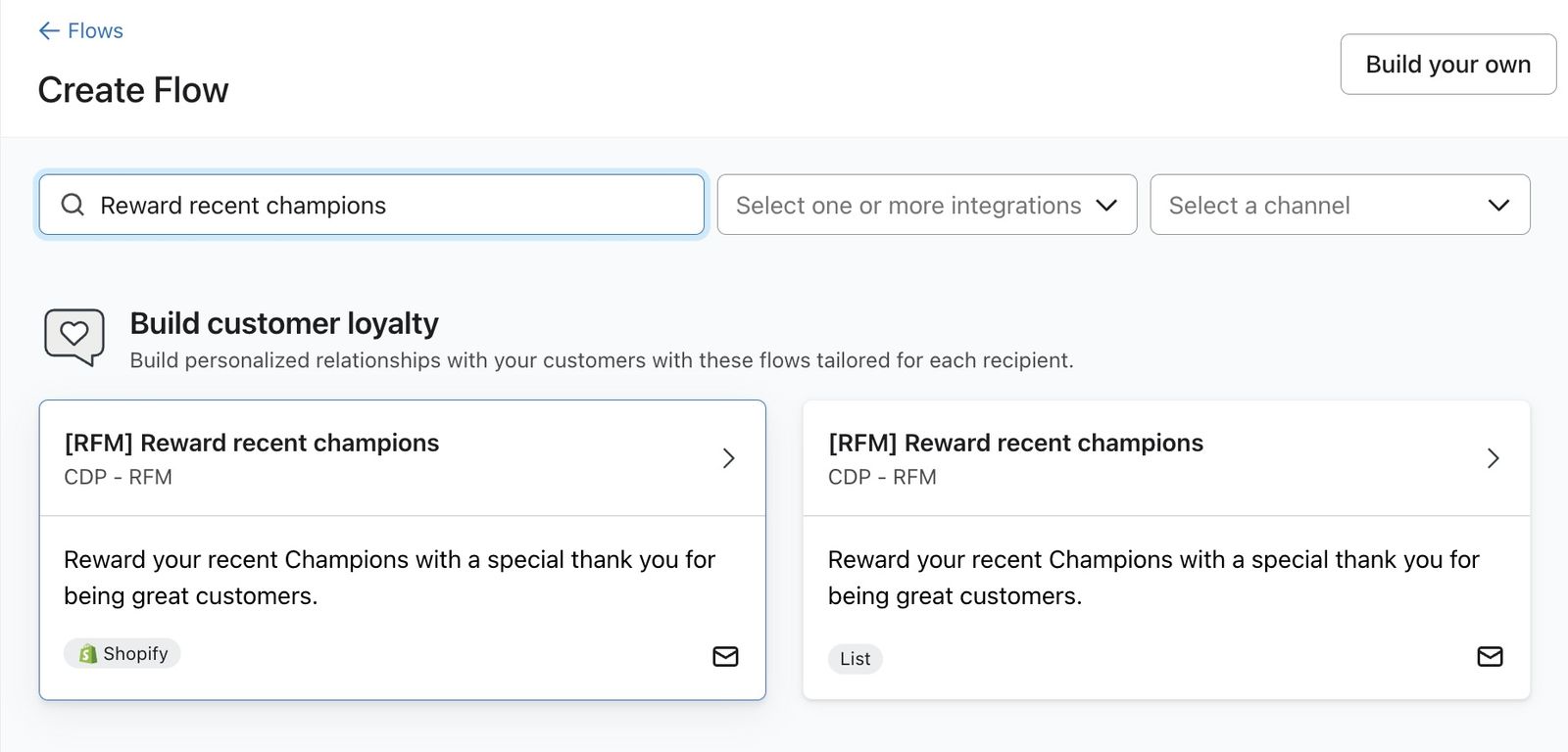 Reward recent champions flow in flow library