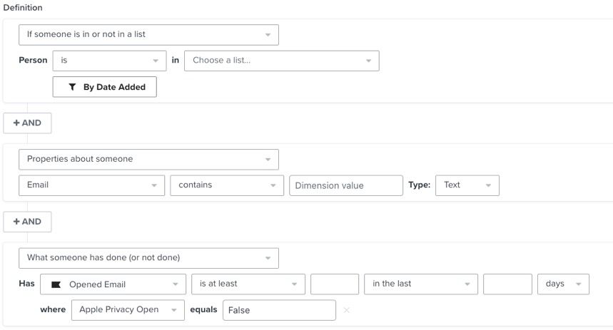 Segment of engaged users using the low performing email domain