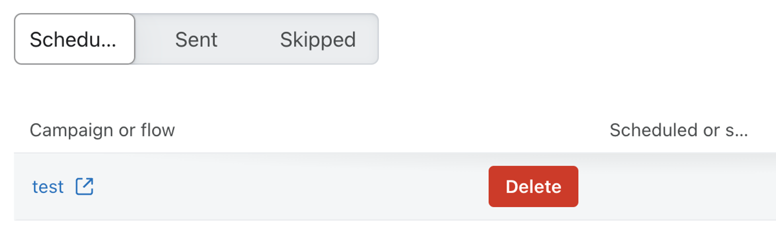 Hovering over a scheduled personal message