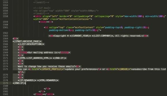 The HTML of a template that includes unsupported tags