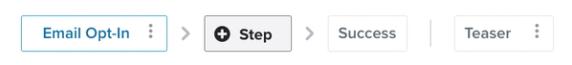 The add step option selected in the menu bar of the sign-up from editor.