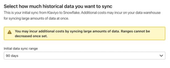 Select how much data to sync to your data warehouse