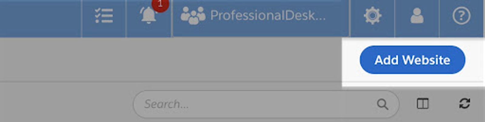 The Add Website button in the upper right corner of the CookiePro dashboard page