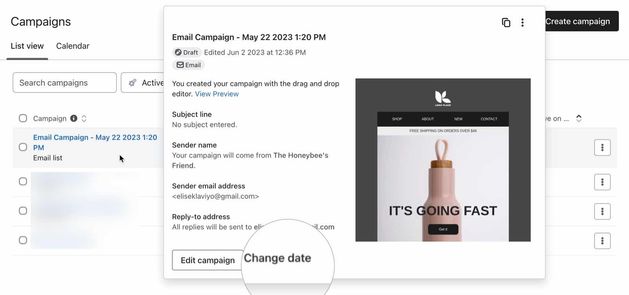 Change date button