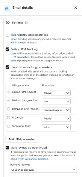 The option to mark reviews as incentivized in a flow