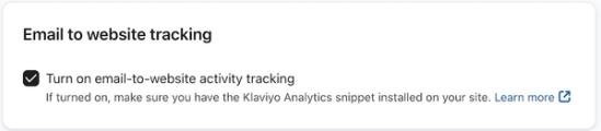 Box checked for email to website tracking enabled