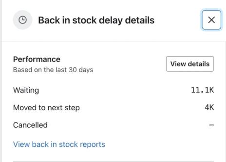 view back in stock reports button