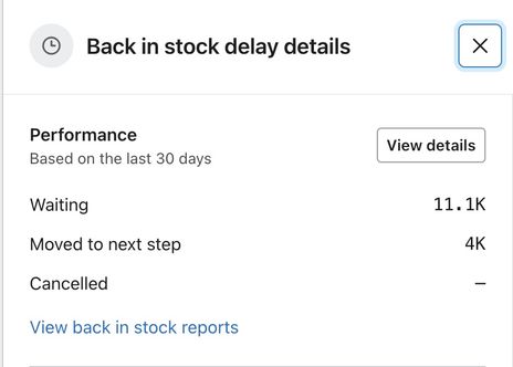 view back in stock reports button