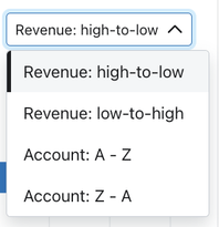Options for sorting attributed revenue