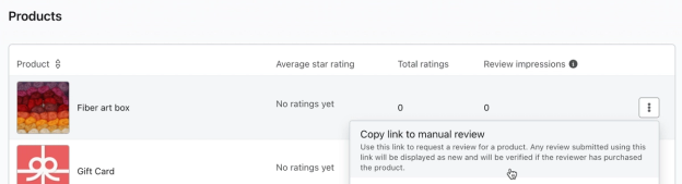 Option to copy a link to leave a manual review