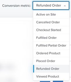 Conversion metric dropdown with date range options for week, month, and year to date, and Last 7, 30, and 90 days, and custom, and Last 90 days is selected