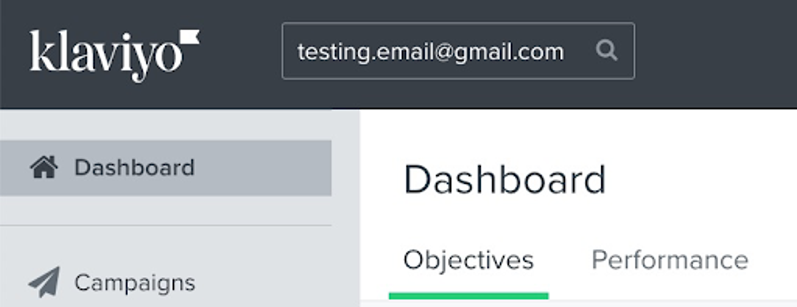 The searchbar can be found in the top right of Klaviyo where you can search for profiles by email address.