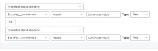 Segment with multiple conditions using $country_transformed