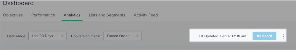 The timestamp Of last Updated Feburary 28th next to Add Card button