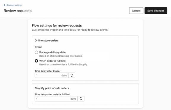 Review request flow settings