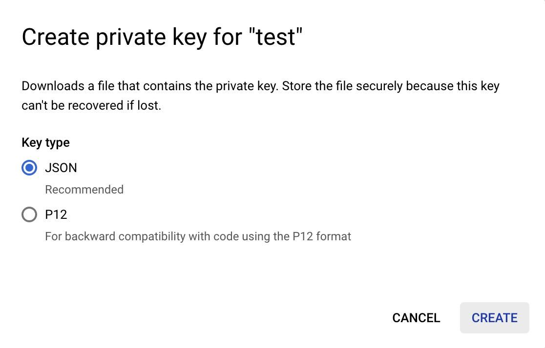 Modal to select the key type when JSON is selected