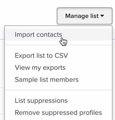 The import contacts button
