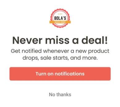 Example of a opt-in message for an app