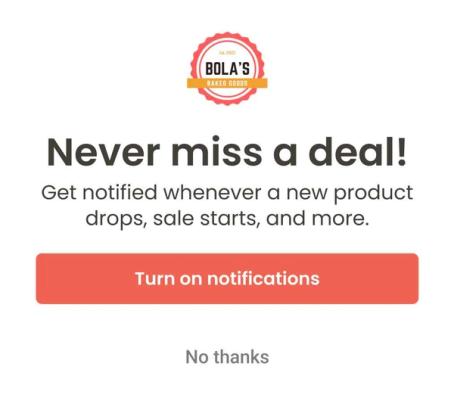 Example of push opt-in message