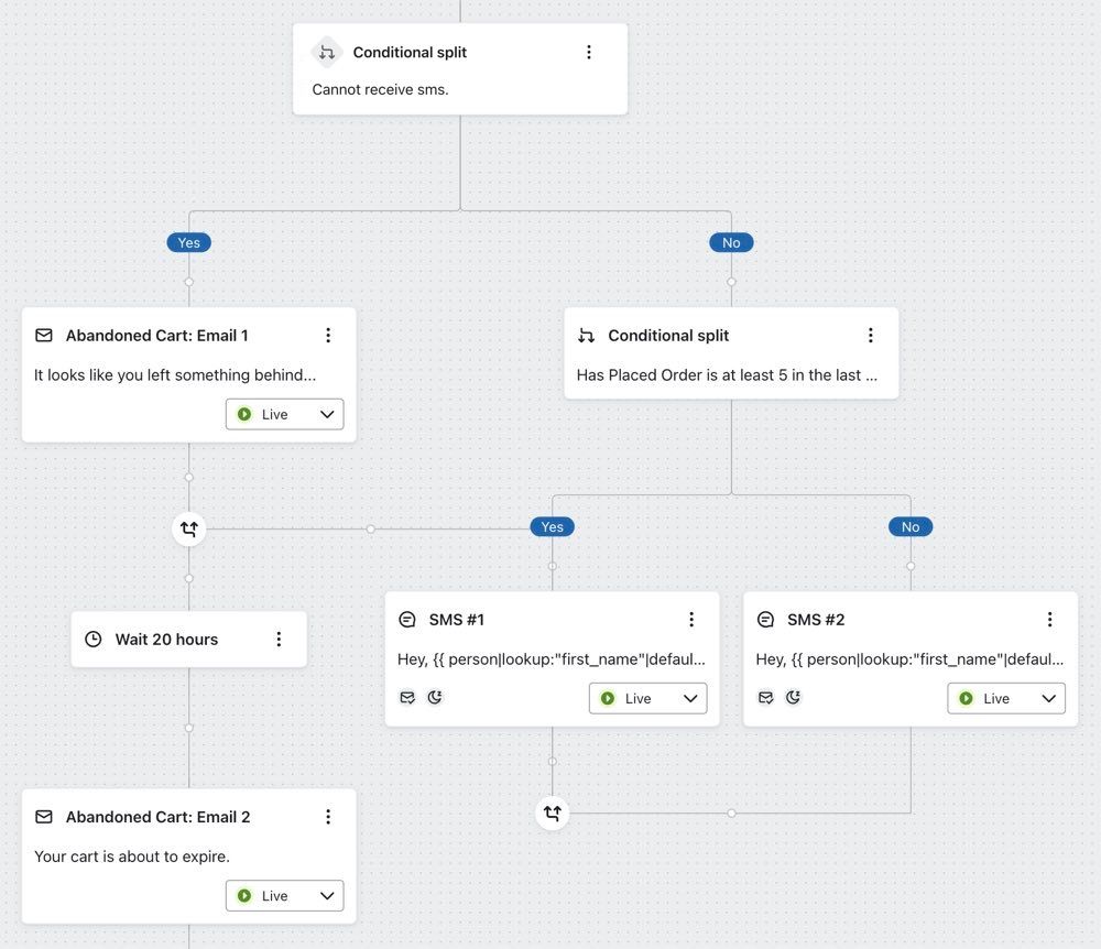 Using a conditional split to send different SMS message to more frequent  purchasers