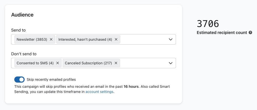 Adding and excluding lists and segments for a campaign