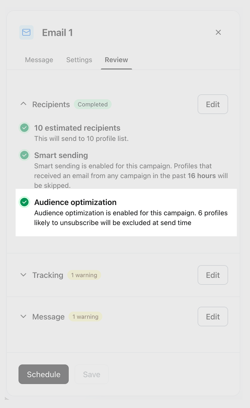 Review audience optimization