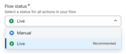 Dopo aver selezionato lo stato Live o Manuale, clicchi sul pulsante Attiva per consentire al flusso di iniziare l'invio.