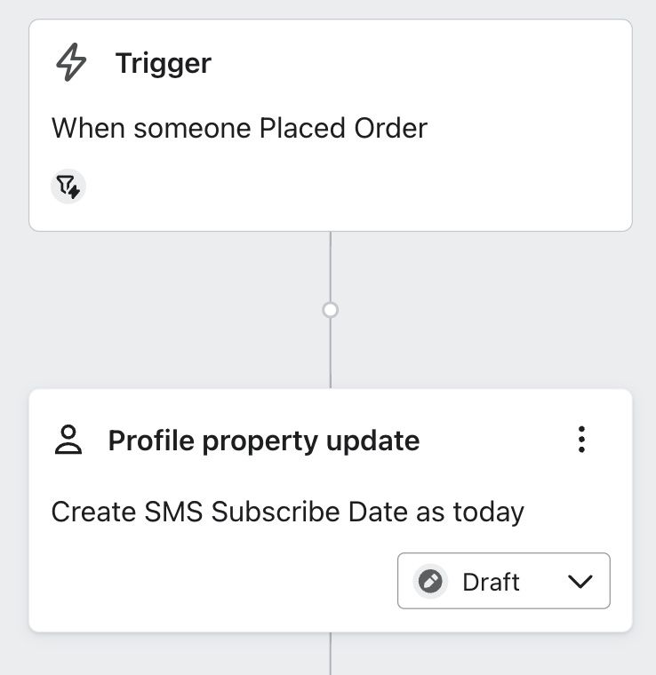 Update profile property action set to create a SMS Subscribe Date property