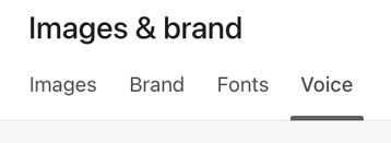 The Voice tab selected in the menu bar of the Images and brand page in Klaviyo.