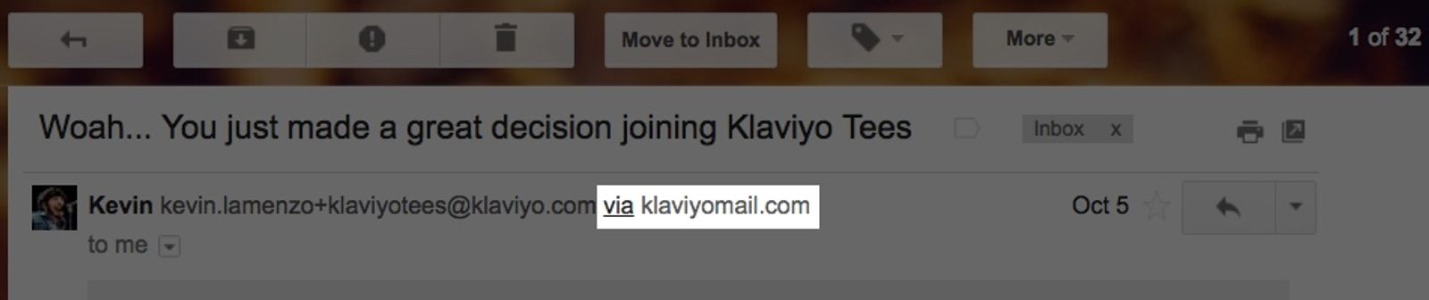 Via klaviyomail.com showing due to shared domain