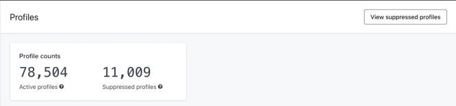 View suppressed profiles button on Profiles page