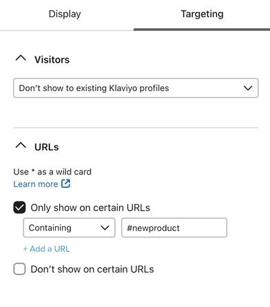 Targeting form for anchor link