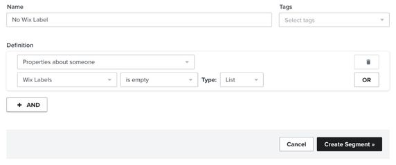 Segment builder with segment no wix label