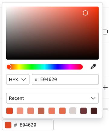 The color picker for a block in the email template editor.