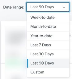 Date range dropdown open to show the options for date range choices to select.