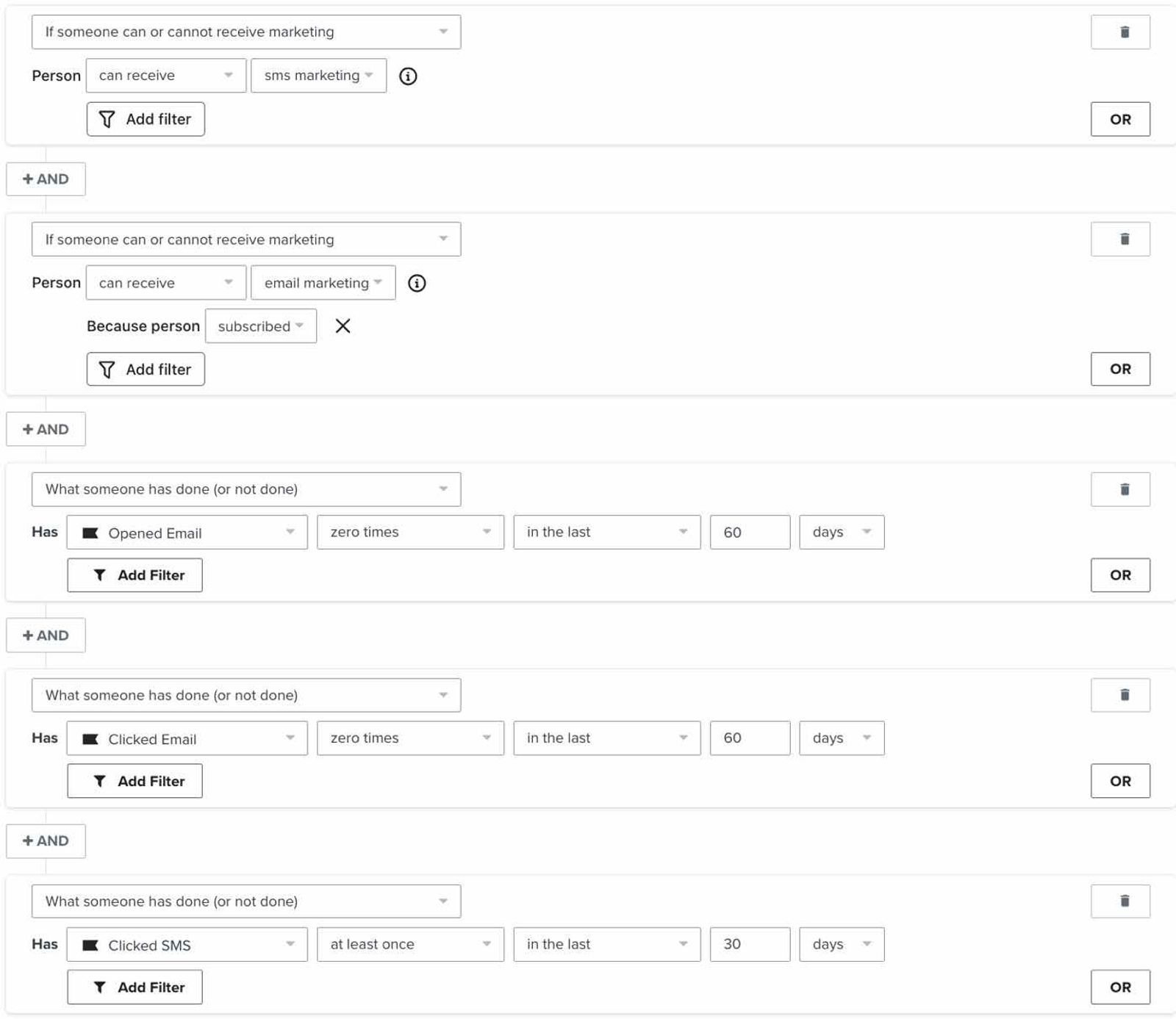 A segment of subscribers that prefer SMS over email