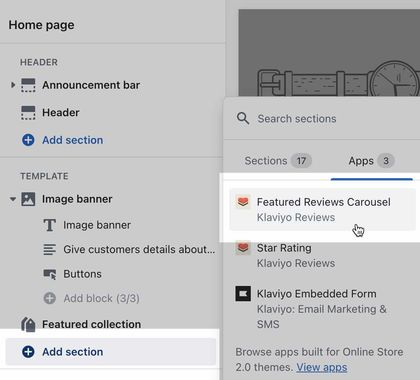 Featured reviews carousel widget block