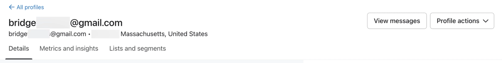 Top of the profile page