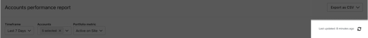 Home tab, with the refresh button and timestamp highlighted