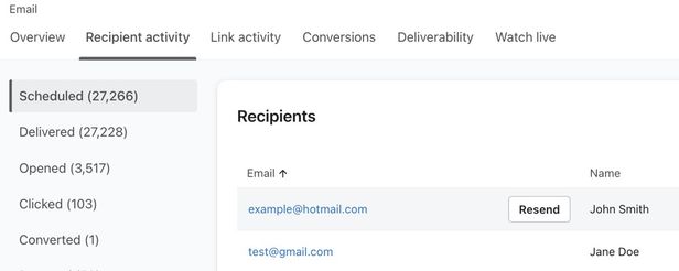 The campaign Recipient tab looks almost identical to the flows version.