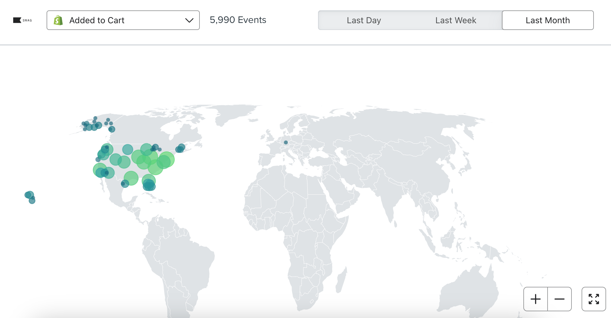 Activity map showing location of events