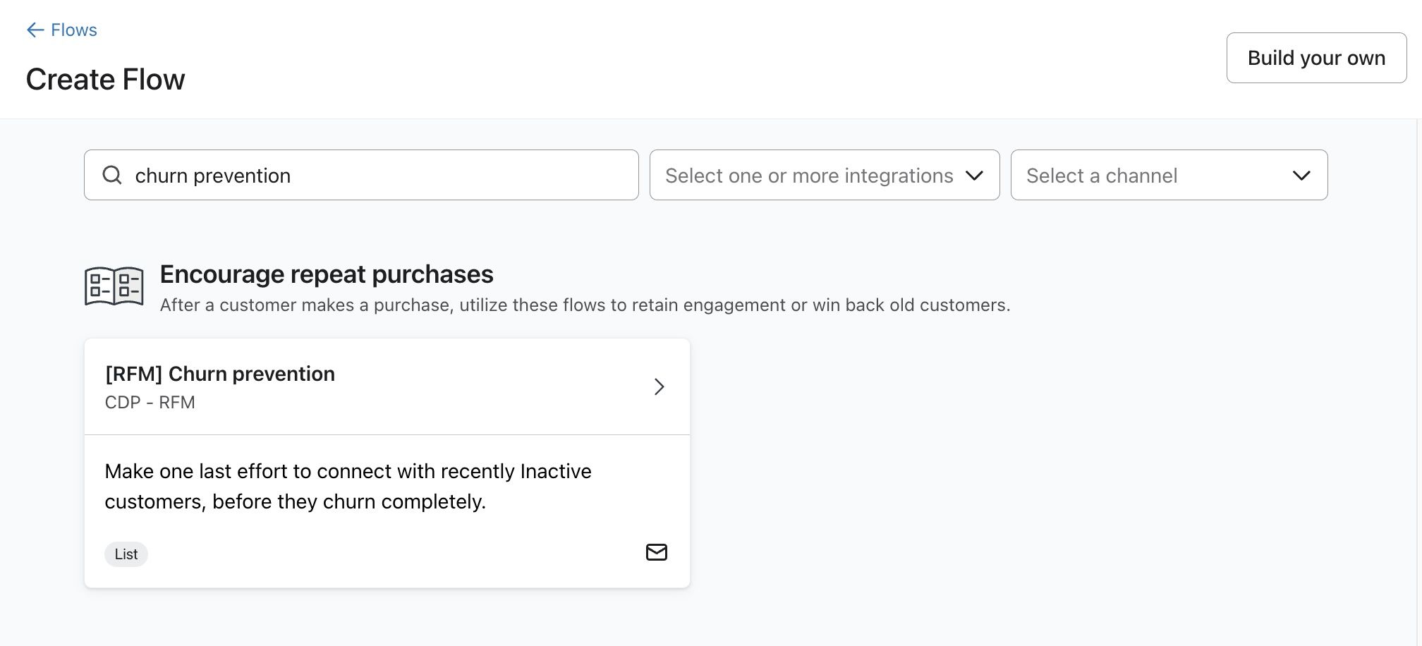 Churn prevention flow in flow library